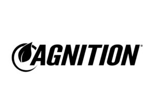 The word "AGNITION" in bold black letters with a stylized leaf forming the letter "A" on a white background.