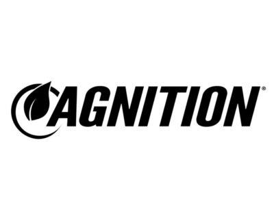 The word "AGNITION" in bold black letters, with the letter "A" stylized as a leaf inside a circular arrow, set against a white background.