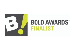 Logo with a large "B!" on a dark background, next to the words "BOLD AWARDS FINALIST" with "FINALIST" highlighted in yellow.