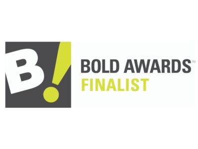Logo with a large "B!" on a dark background, next to the words "BOLD AWARDS FINALIST" with "FINALIST" highlighted in yellow.