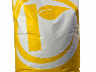 A large white and yellow bag labeled "NutriFibe Complex" features a stylized leaf logo on the front.